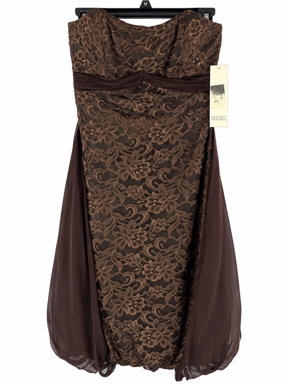 Badgley Mischka 100% Silk Strapless Dress with Train - Size 2 / NWT